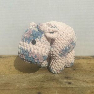 Handmade crochet cow plushie stitched soft animal plush‎ baby pink blue